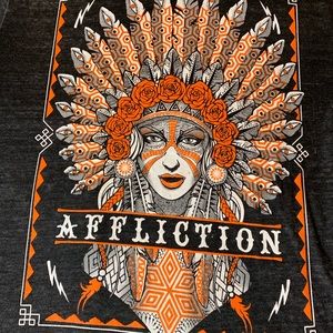 Affliction Black/Charcoal Distressed Shirt XL